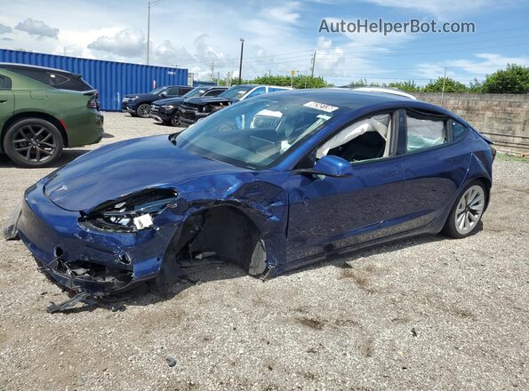 5YJ3E1EA2NF372292 2022 TESLA MODEL Blue სალონის 360-გრადუსიანი ხედი