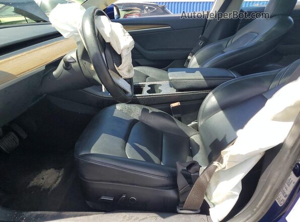 5YJ3E1EA2NF372292 2022 TESLA MODEL Blue წინა სალონის ხედი