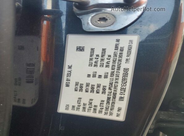 5YJ3E1EA2RF868490 2024 TESLA MODEL Charcoal Engine compartment view