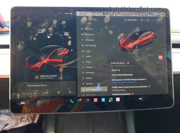 5YJ3E1EA3MF014584 2021 TESLA MODEL Red Սարքավորումների վահանակի տեսք