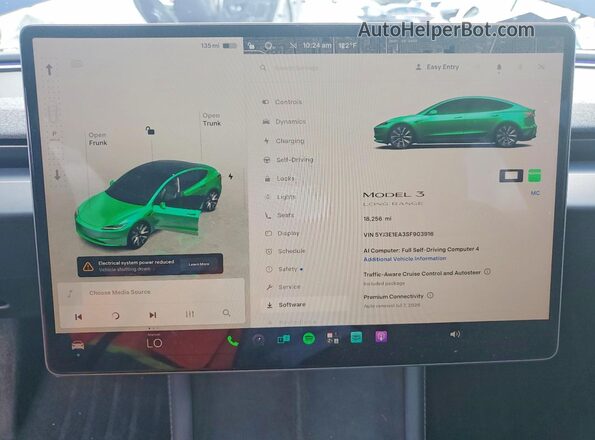 5YJ3E1EA3SF903916 2025 TESLA MODEL Gray ხელსაწყოთა პანელის ხედი