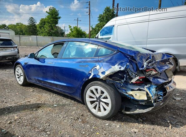 5YJ3E1EA7NF286475 2022 TESLA MODEL Blue Tył lewy