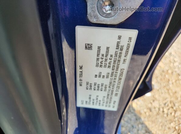 5YJ3E1EA7NF286475 2022 TESLA MODEL Blue Widok komory silnika