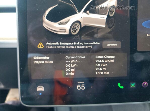 5YJ3E1EA7NF355553 2022 TESLA MODEL White Instrument cluster view