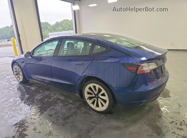 5YJ3E1EA8NF371339 2022 TESLA MODEL Blue Задня ліва чверть