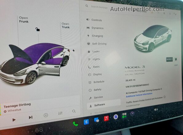 5YJ3E1EB0MF086643 2021 TESLA MODEL Charcoal Вид щитка приладів