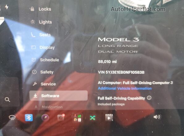 5YJ3E1EB0NF105838 2022 TESLA MODEL White Instrument cluster view