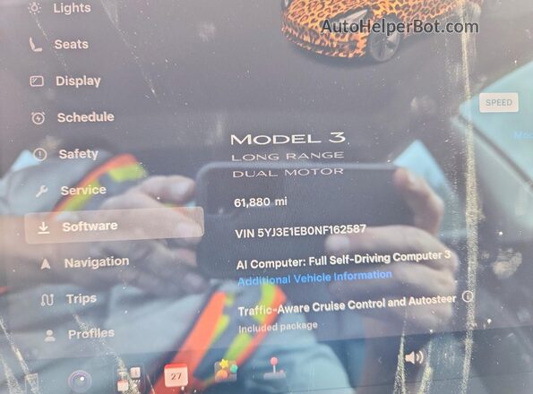 5YJ3E1EB0NF162587 2022 TESLA MODEL Black ხელსაწყოთა პანელის ხედი
