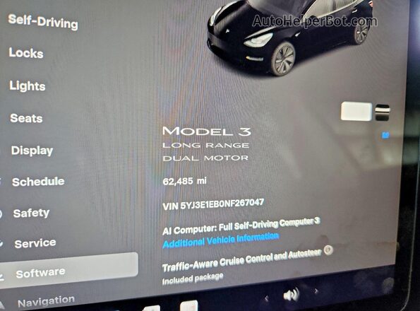 5YJ3E1EB0NF267047 2022 TESLA MODEL Black Widok zestawu wskaźników