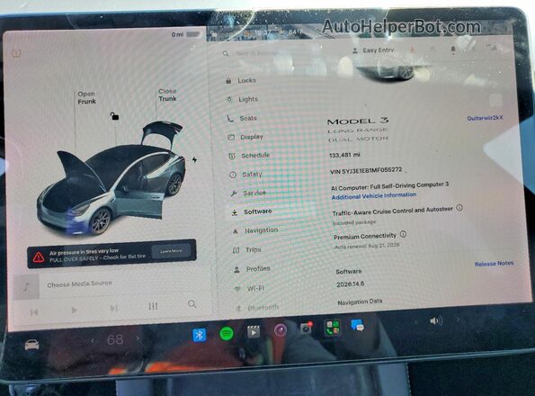 5YJ3E1EB1MF055272 2021 TESLA MODEL Charcoal Widok zestawu wskaźników