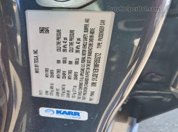 5YJ3E1EB1MF055272 2021 TESLA MODEL Charcoal Widok komory silnika