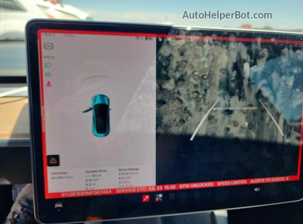 5YJ3E1EB1MF067454 2021 TESLA MODEL Gray ხელსაწყოთა პანელის ხედი