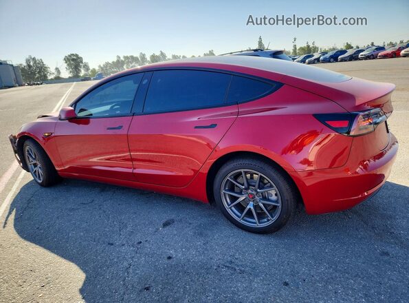 5YJ3E1EB1MF998584 2021 TESLA MODEL Red უკანა მარცხენა