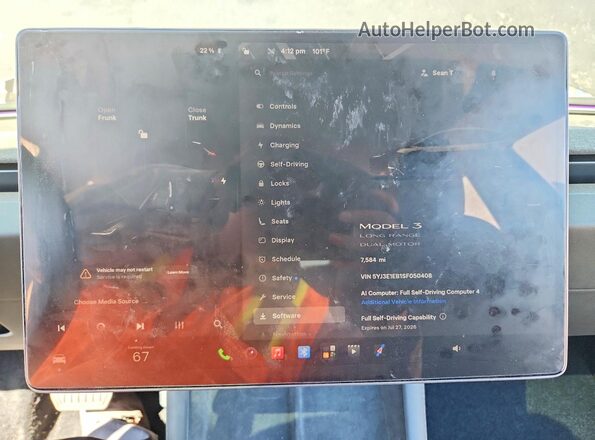5YJ3E1EB1SF050408 2025 TESLA MODEL Black Вид щитка приладів
