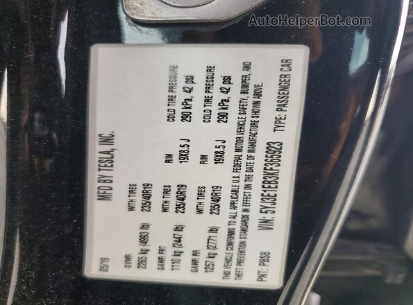 5YJ3E1EB3KF365923 2019 TESLA MODEL Черный Вид подкапотного пространства