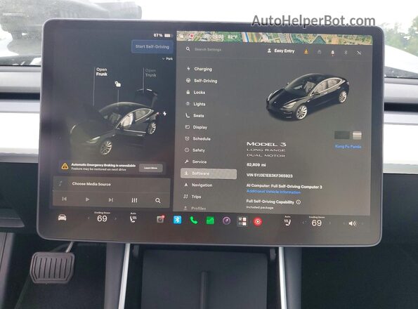 5YJ3E1EB3KF365923 2019 TESLA MODEL Черный Вид щитка приборов