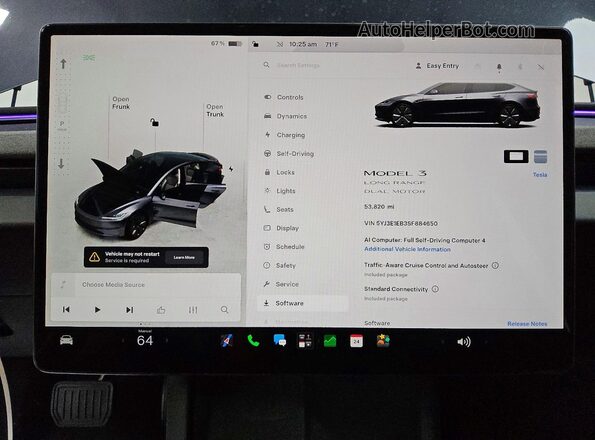 5YJ3E1EB3SF884650 2025 TESLA MODEL Серый Вид щитка приборов