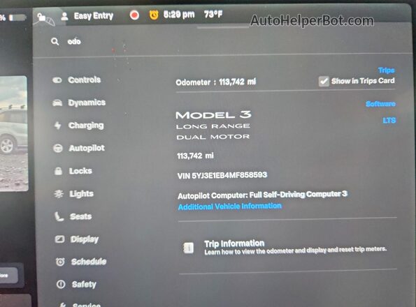 5YJ3E1EB4MF858593 2021 TESLA MODEL Белый Вид щитка приборов