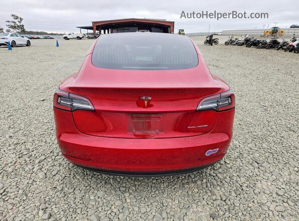 5YJ3E1EB5JF065749 2018 TESLA MODEL Red უკანა ხედი