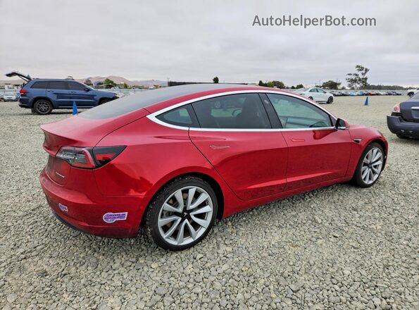 5YJ3E1EB5JF065749 2018 TESLA MODEL Red უკანა მარჯვენა