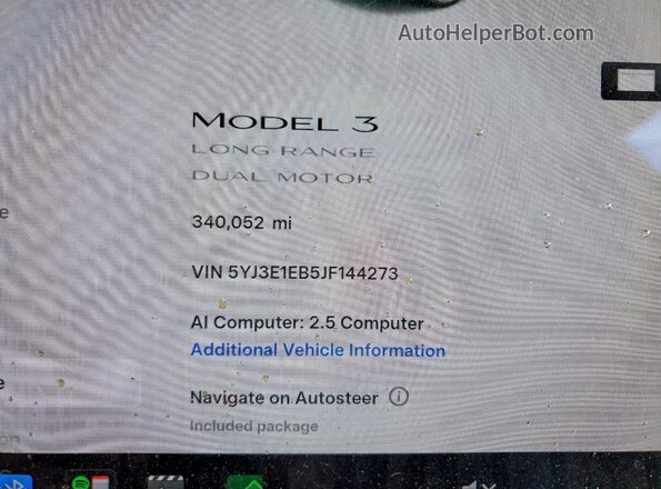 5YJ3E1EB5JF144273 2018 TESLA MODEL Black Instrument cluster view