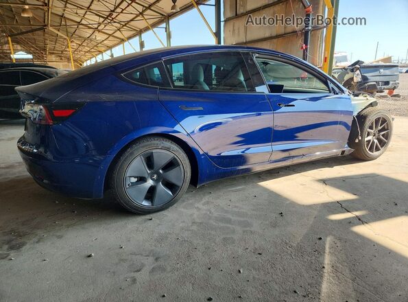 5YJ3E1EB5NF109593 2022 TESLA MODEL Blue Rear right