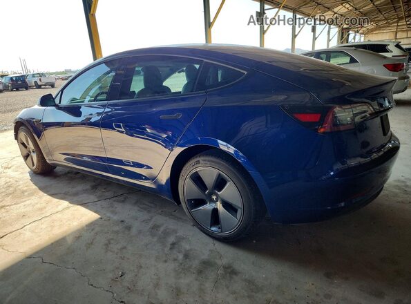 5YJ3E1EB5NF109593 2022 TESLA MODEL Blue Rear left