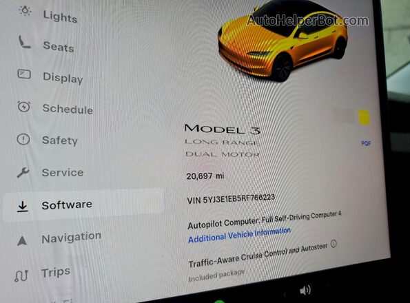 5YJ3E1EB5RF766223 2024 TESLA MODEL Charcoal Widok zestawu wskaźników