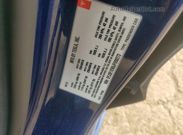 5YJ3E1EB6JF090272 2018 TESLA MODEL Blue Вид підкапотного простору