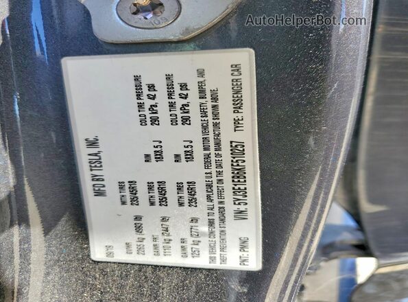 5YJ3E1EB6KF510257 2019 TESLA MODEL Gray Շարժիչի բաժամունքի տեսք