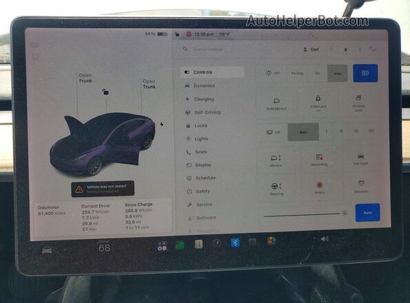 5YJ3E1EB7MF079589 2021 TESLA MODEL White Vista del cuadro de instrumentos