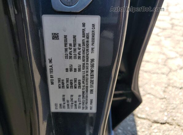 5YJ3E1EB7NF166796 2022 TESLA MODEL Gray ძრავის განყოფილების ხედი