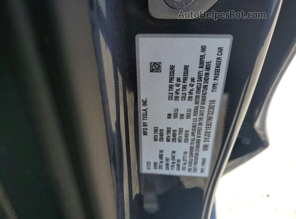 5YJ3E1EB7NF323016 2022 TESLA MODEL Gray Շարժիչի բաժամունքի տեսք