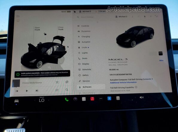 5YJ3E1EB8NF198768 2022 TESLA MODEL Black Вид щитка приладів