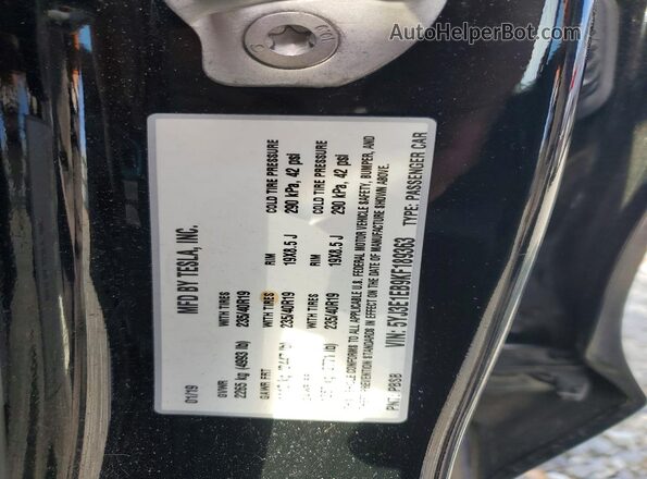 5YJ3E1EB9KF189363 2019 TESLA MODEL Black VIN sticker view