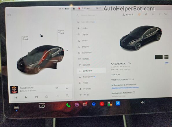 5YJ3E1EBXJF103220 2018 TESLA MODEL Black Սարքավորումների վահանակի տեսք