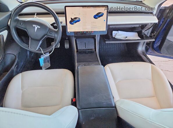 5YJ3E1EBXKF214092 2019 TESLA MODEL Blue Widok deski rozdzielczej