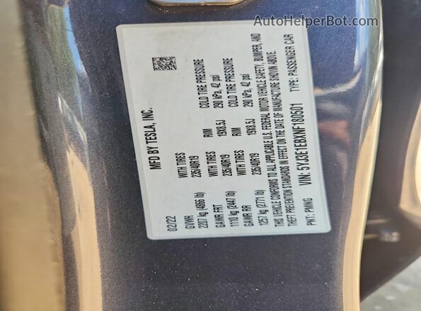 5YJ3E1EBXNF180501 2022 TESLA MODEL Серый Вид подкапотного пространства