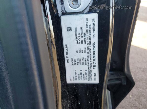 5YJ3E1EBXNF198805 2022 TESLA MODEL Черный Вид подкапотного пространства