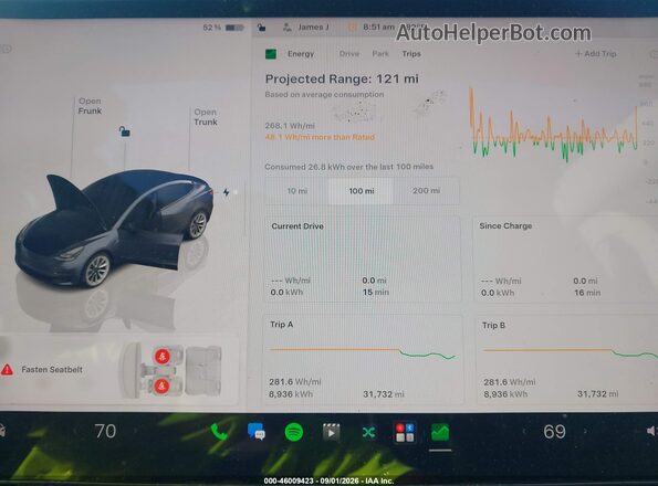 5YJ3E1EBXNF288939 2022 TESLA MODEL 3 Серый Вид задних сидений