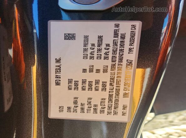 5YJ3E1EBXTF123647 2026 TESLA MODEL Серый Вид подкапотного пространства