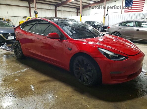 5YJ3E1EC1NF254218 2022 TESLA MODEL Red Передня права чверть