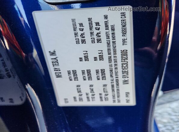 5YJ3E1EC3LF623805 2020 TESLA MODEL Синий Вид подкапотного пространства