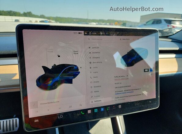 5YJ3E1EC3LF623805 2020 TESLA MODEL Синий Вид щитка приборов