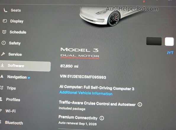 5YJ3E1EC5MF095993 2021 TESLA MODEL White Вид щитка приладів