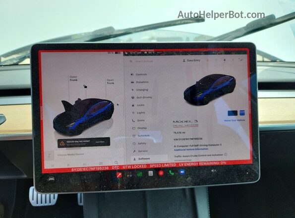 5YJ3E1EC7NF195238 2022 TESLA MODEL Белый Вид щитка приборов