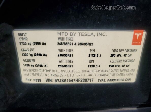 5YJSA1E47HF200717 2017 TESLA MODEL Черный Вид подкапотного пространства