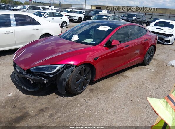 5YJSA1E50PF511784 2023 TESLA MODEL S Красный Передняя левая четверть