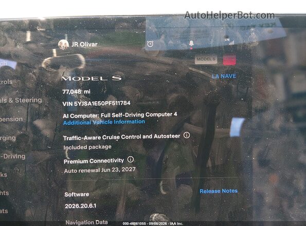 5YJSA1E50PF511784 2023 TESLA MODEL S Красный Вид задних сидений