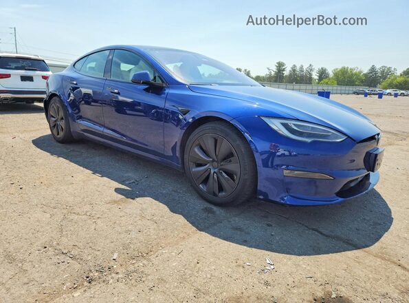 5YJSA1E51MF439974 2021 TESLA MODEL Синий Передняя правая четверть